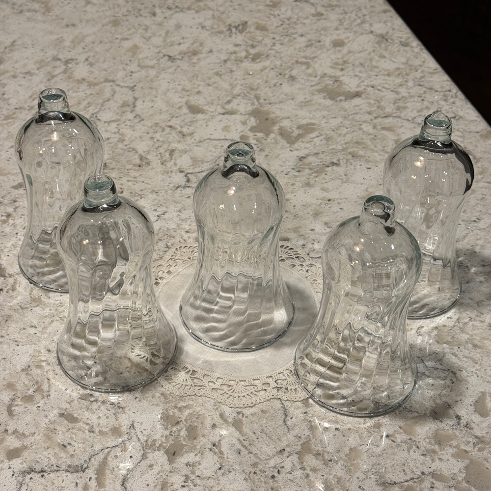 5 Clear, Homco, Votive Cups with Swirl Design. Like New Condition. G21